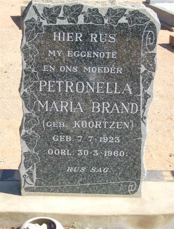 BRAND Petronella Maria nee KOORTZEN 1923-1960