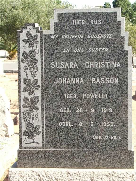 BASSON Susara Christina Johanna nee POWELL 1919-1959