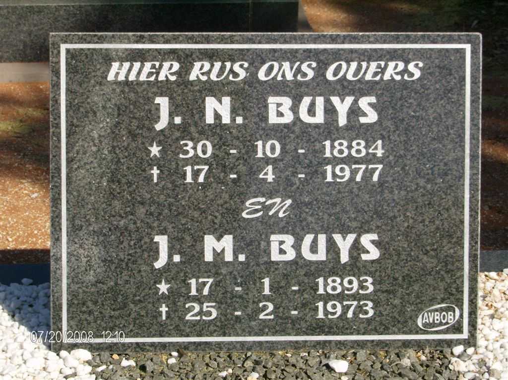BUYS J.N. 1884-1977 &amp; J.M. 1893-1973