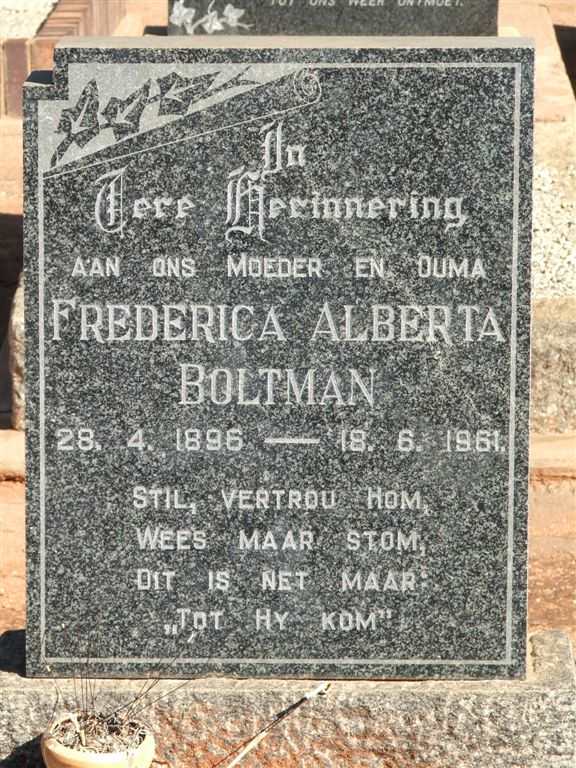 BOLTMAN Frederica Alberta 1896-1961