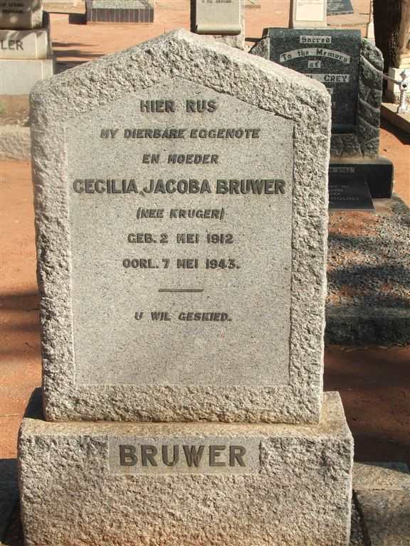 BRUWER Cecilia Jacoba nee KRUGER 1912-1943