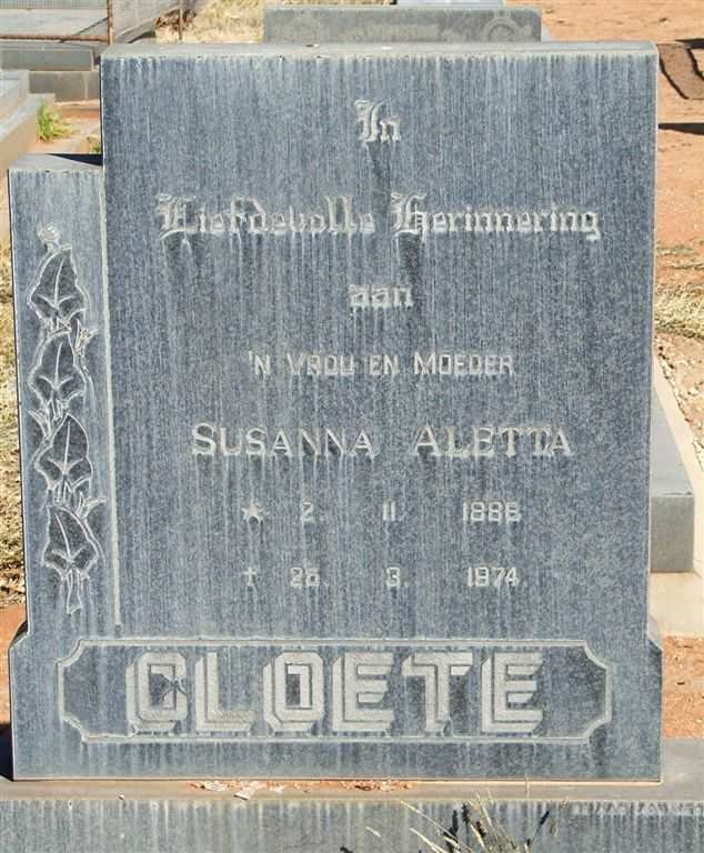 CLOETE Susanna Aletta 1886-1974