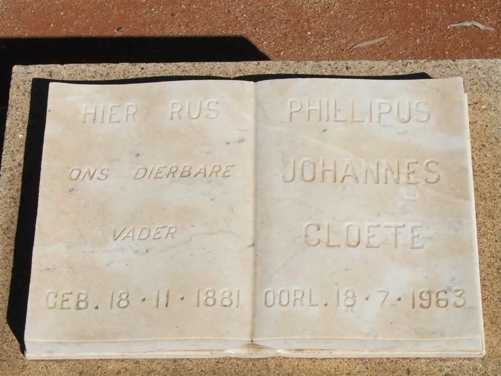 CLOETE Phillipus Johannes 1881-1963