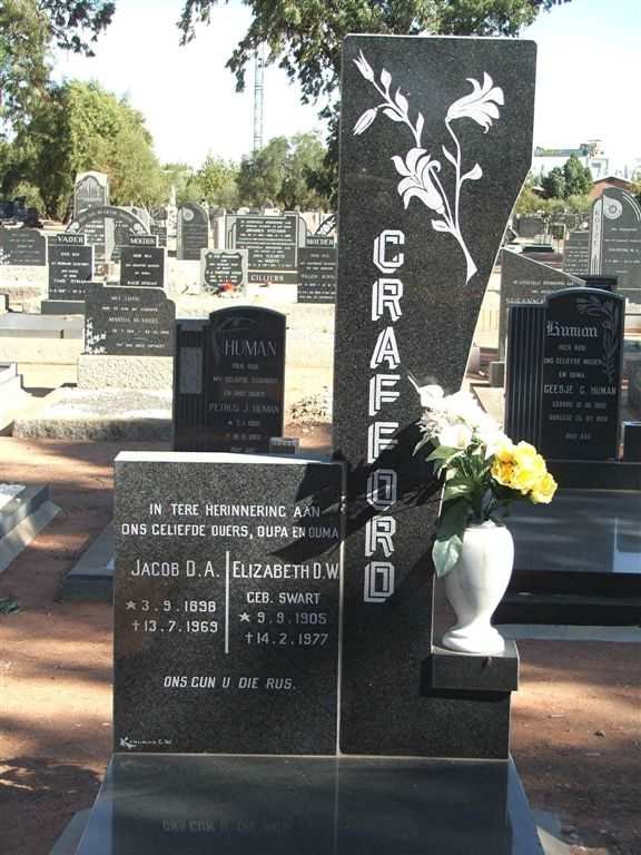 CRAFFORD Jacob D.A. 1898-1969 &amp; Elizabeth D.W. SWART 1905-1977