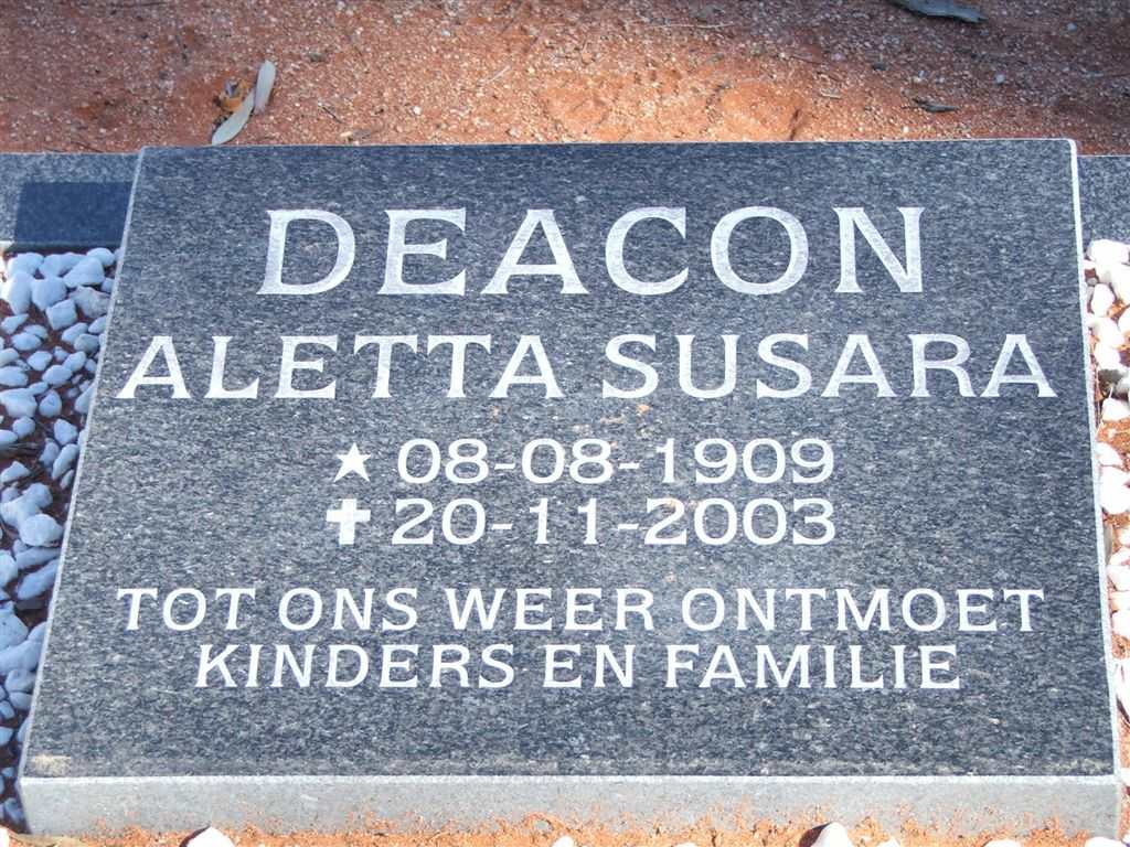 DEACON Aletta Susara 1909-2003
