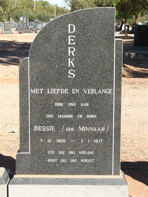 DERKS Bessie nee MINNAAR 1900-1977