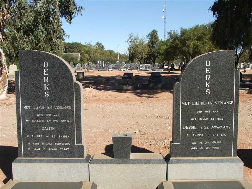 DERKS Callie 1893-1964 &amp; Bessie MINNAAR 1900-1977