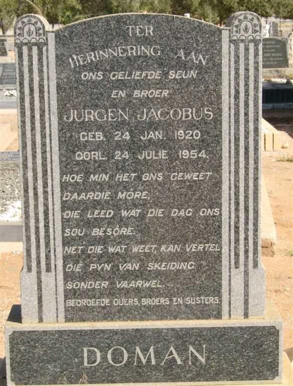 DOMAN Jurgen Jacobus 1920-1954