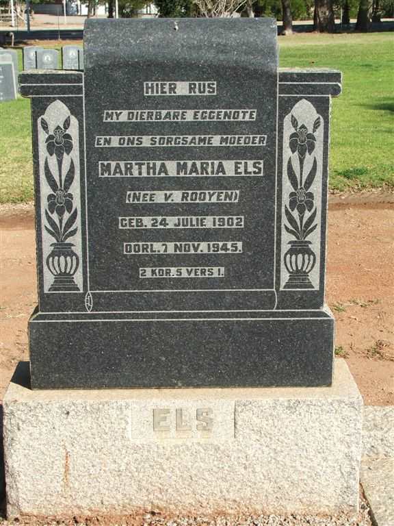 ELS Martha Maria nee VAN ROOYEN 1902-1945