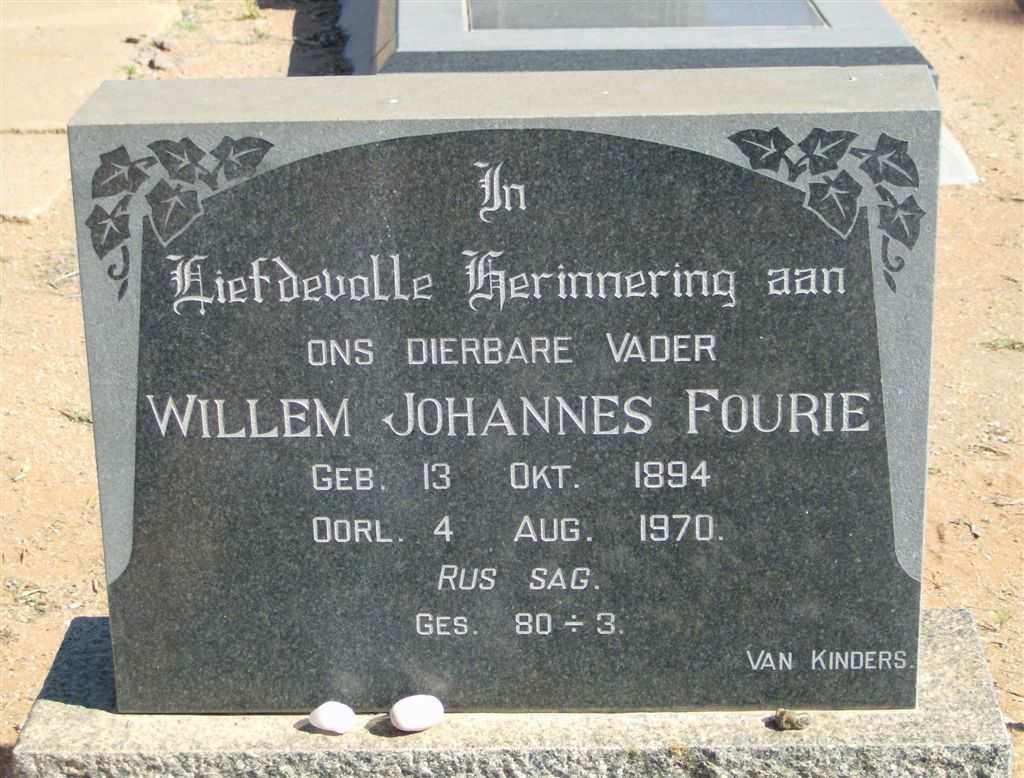 FOURIE Willem Johannes 1894-1970