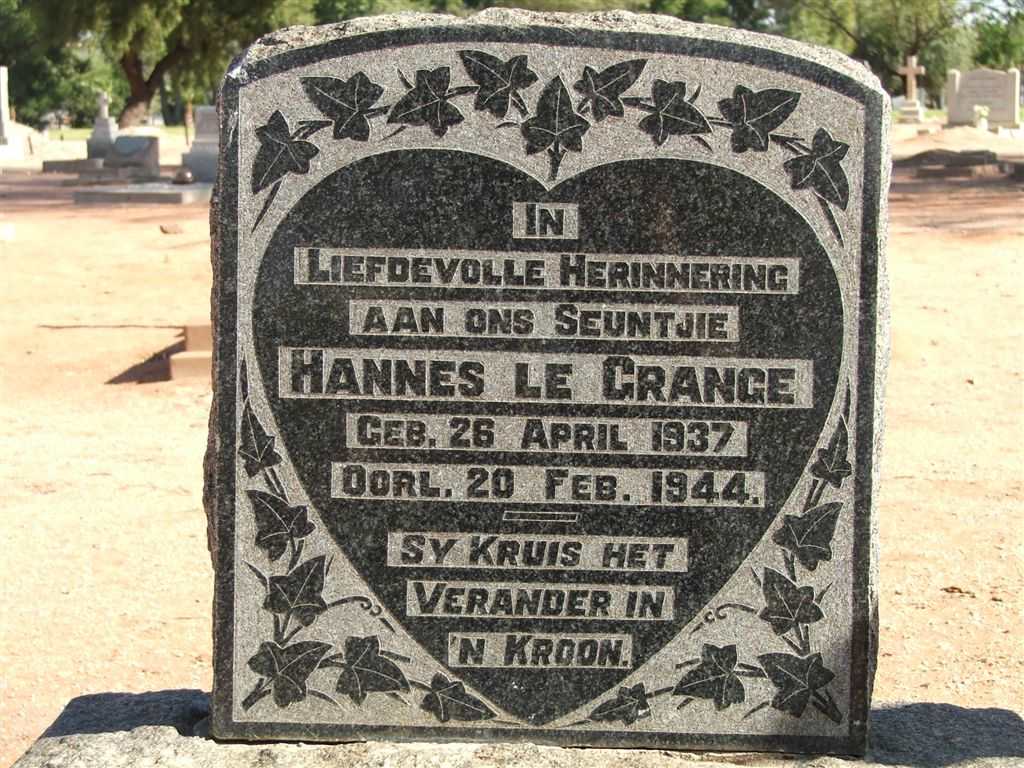 GRANGE Hannes, le 1937-1944