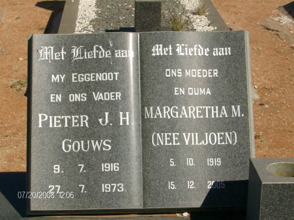 GOUWS Pieter J.H. 1916-1973 &amp; Margaretha M. VILJOEN 1919-2005