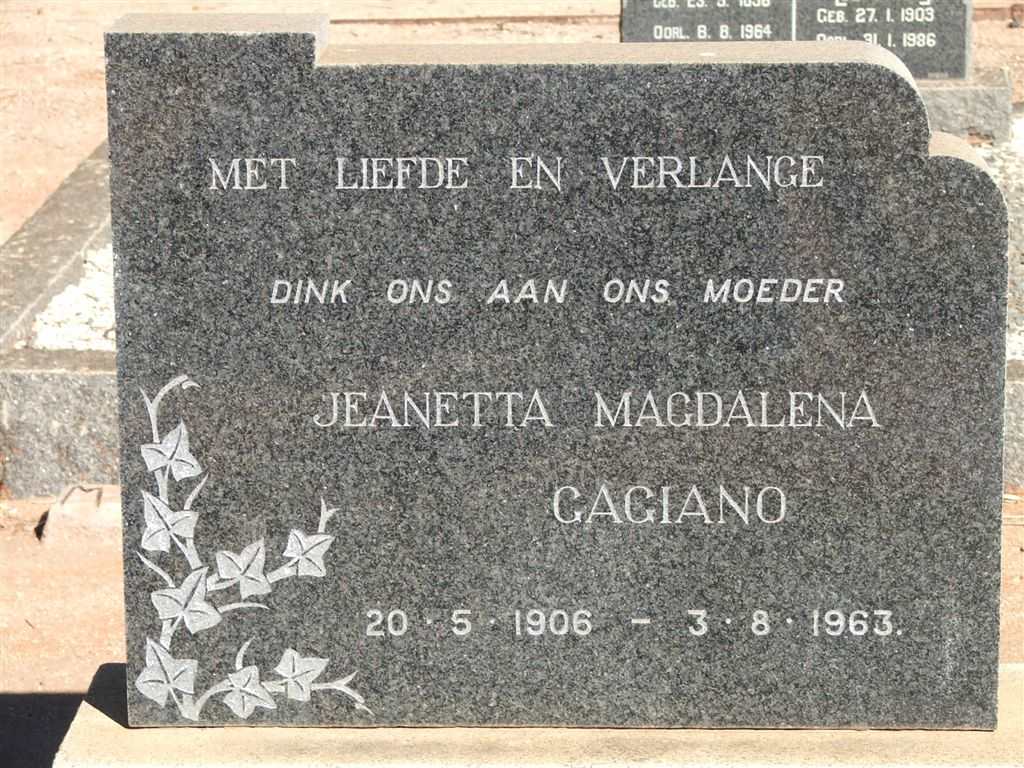 GAGIANO Jeanetta Magdalena 1906-1963