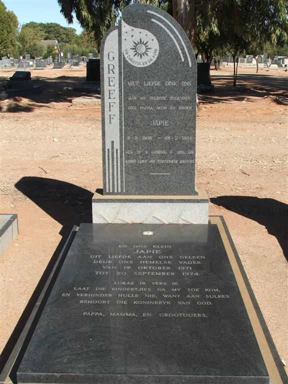 GREEFF Japie 1908-1964 :: GREEFF Japie 1971-1974