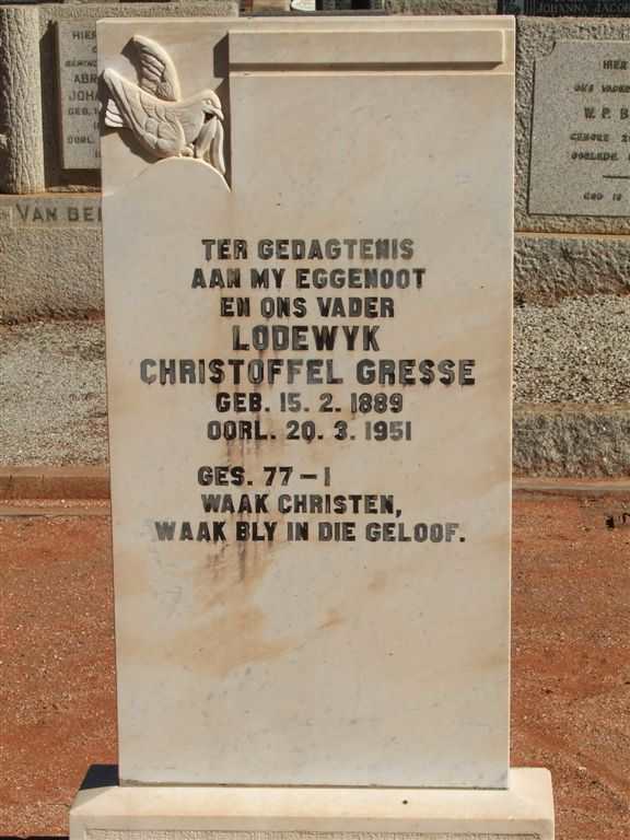 GRESSE Lodewyk Christoffel 1889-1951