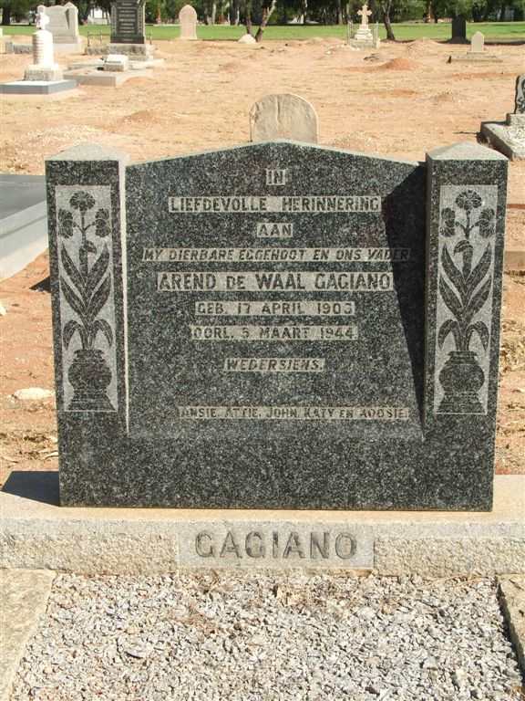 GAGIANO Arend De Waal 1903-1944
