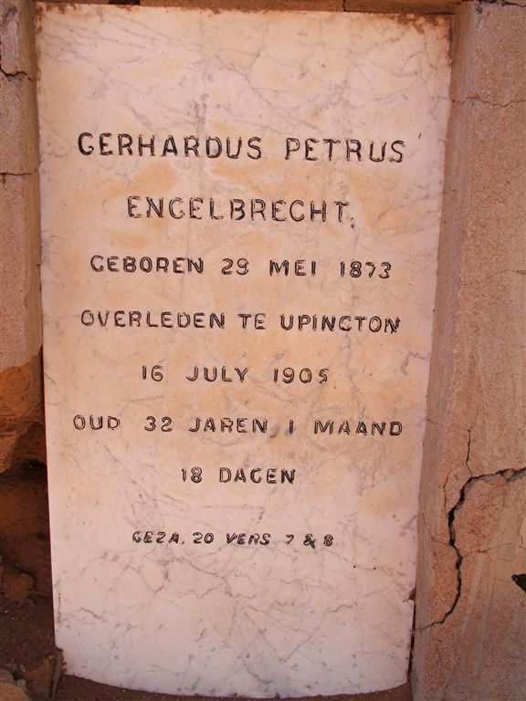 ENGELBRECHT Gerhardus Petrus 1873-1905