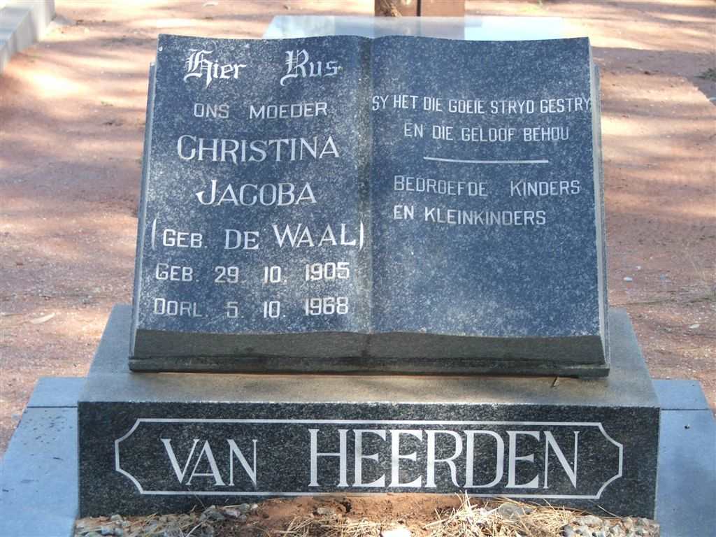 HEERDEN Christina Jacoba, van nee DE WAAL 1905-1968