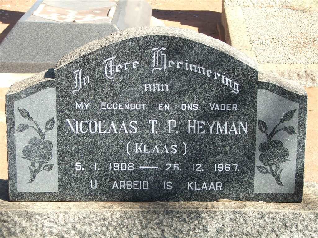 HEYMAN Nicolaas T.P 1908-1967