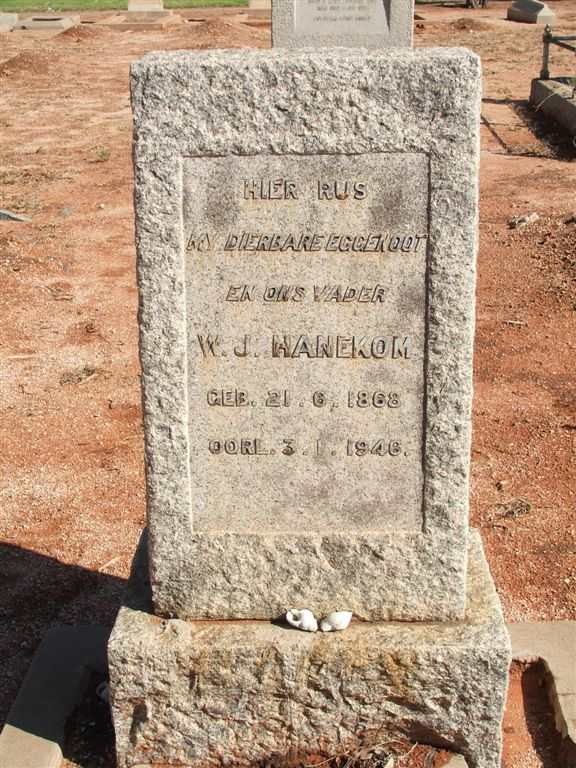 HANEKOM W.J. 1868-1946