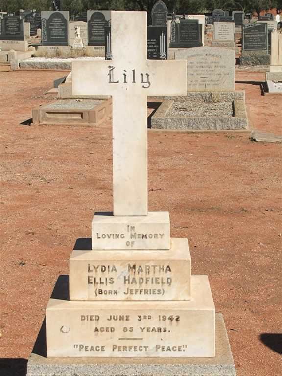 HADFIELD Lydia Martha Ellis nee JEFFRIES -1942