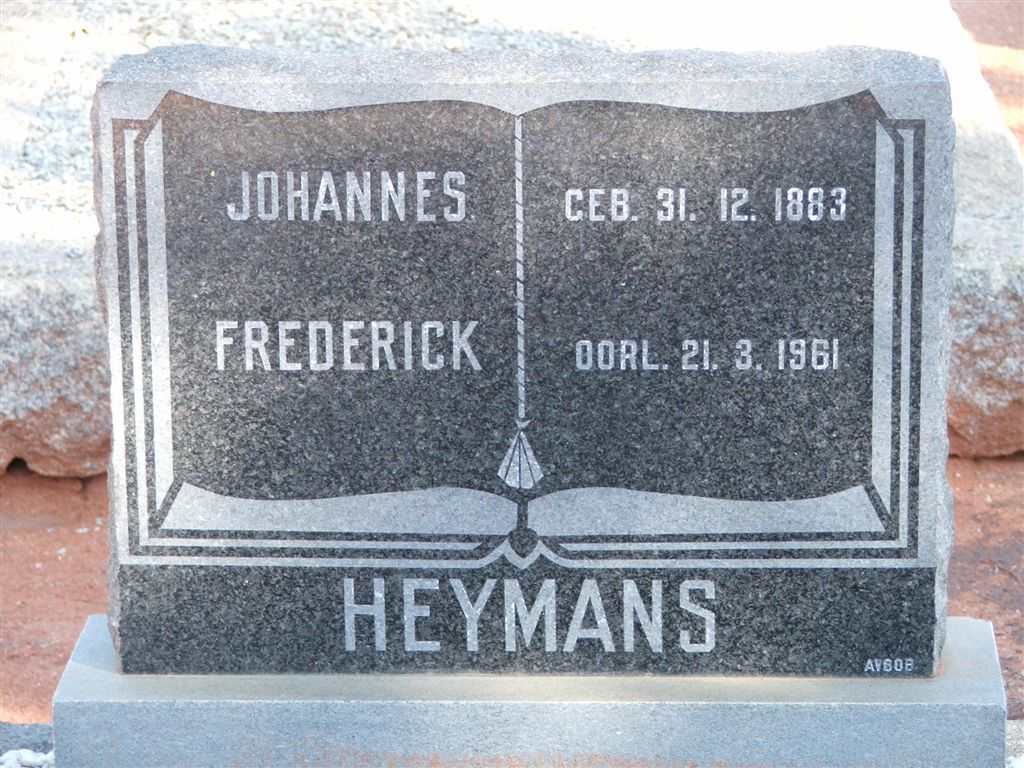 HEYMANS Johannes Frederick 1883-1961