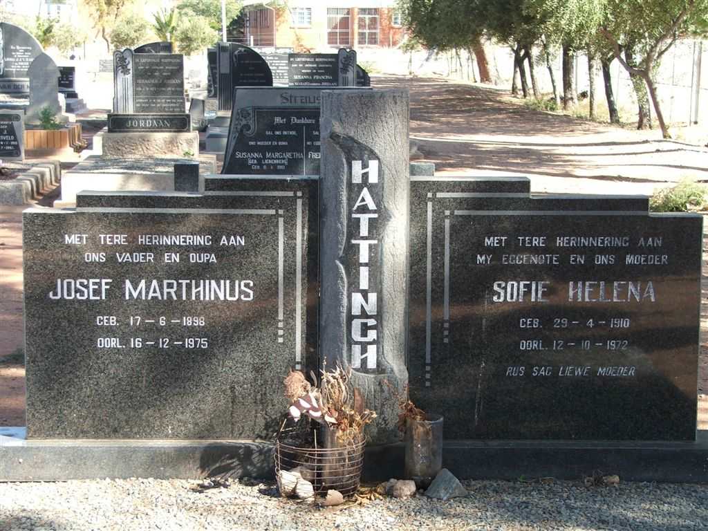 HATTINGH Josef Marthinus 1898-1975 &amp; Sofie Helena 1910-1972