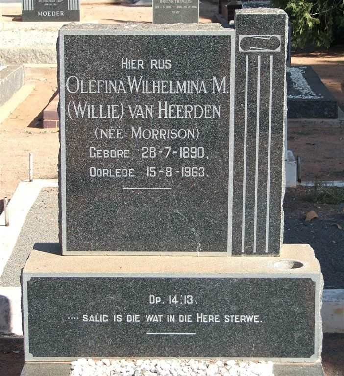 HEERDEN Olefina Wilhelmina M., van nee MORRISON 1890-1963