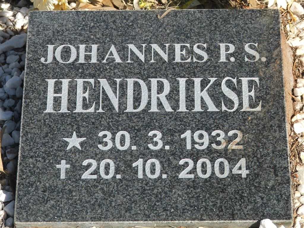 HENDRIKSE Johannes P.S. 1932-2004