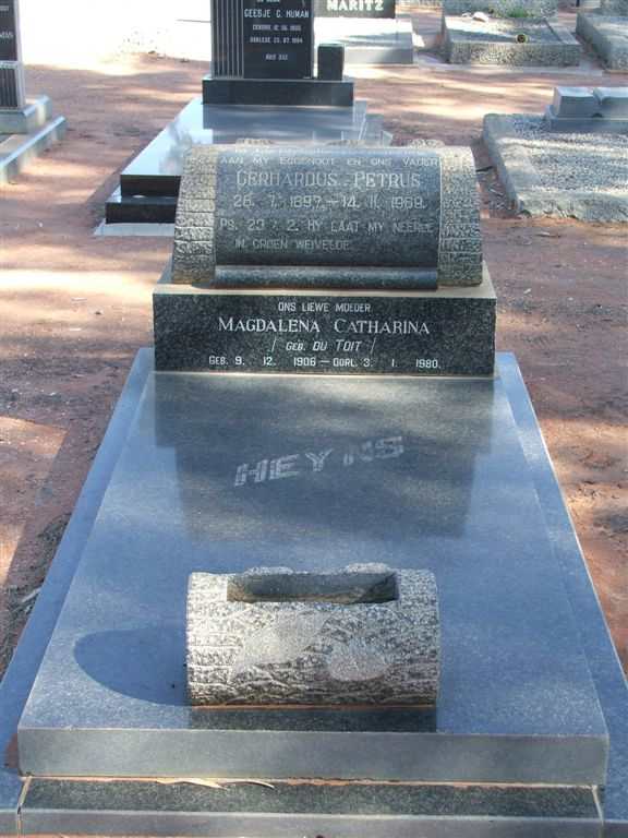 HEYNS Gerhardus Petrus 1897-1969 &amp; Magdalena Catharina DU TOIT 1906-1980
