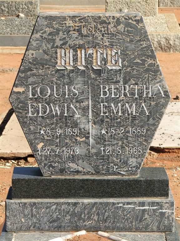 HITE Louis Edwin 1891-1973 &amp; Bertha Emma 1889-1968