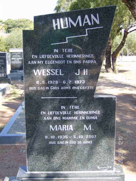 HUMAN Wessel J.H. 1929-1973 &amp; Maria M. 1935-2007