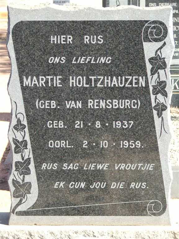 HOLTZHAUZEN Martie, nee VAN RENSBURG 1937-1959
