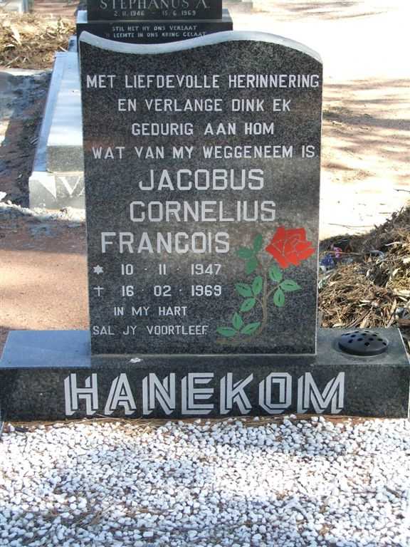 HANEKOM Jacobus Cornelius Francois 1947-1969