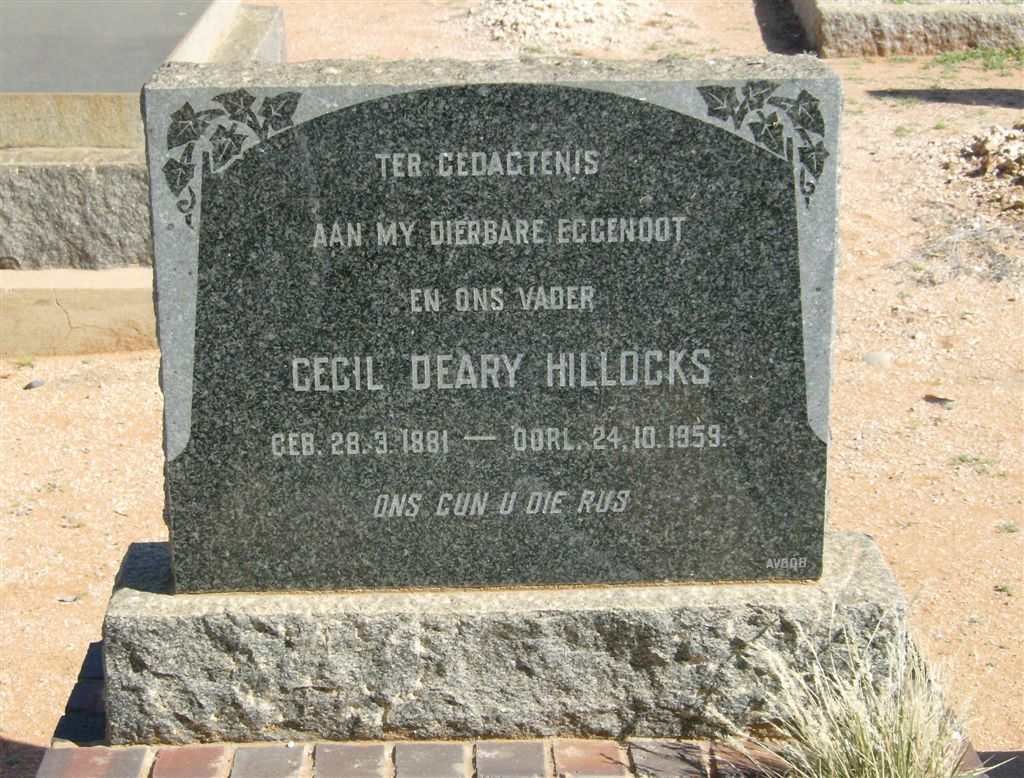 HILLOCKS Cecil Deary 1881-1959