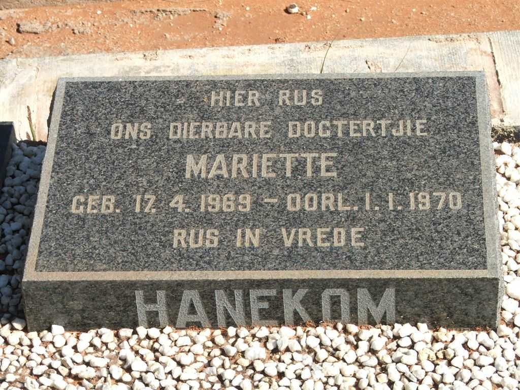 HANEKOM Mariette 1969-1970