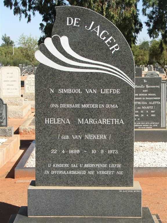 JAGER Helena Margaretha, de nee VAN NIEKERK 1899-1973