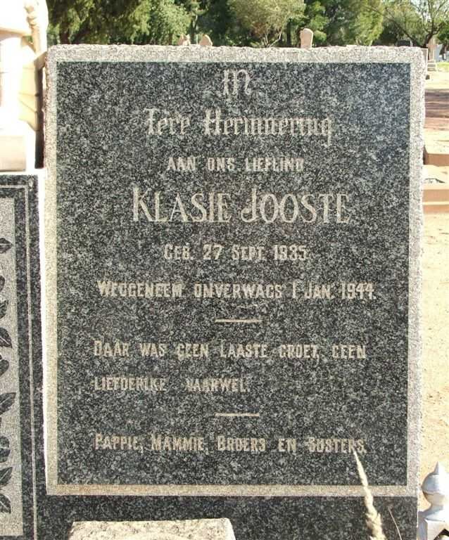JOOSTE Klasie 1935-1944