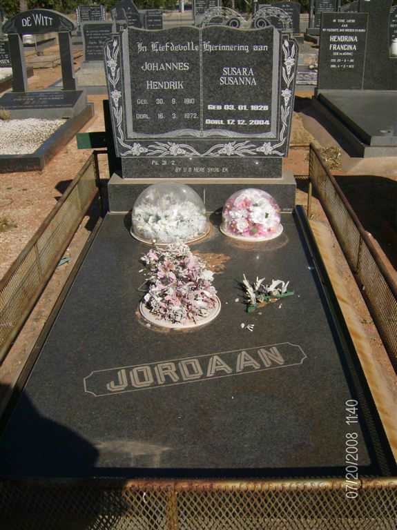 JORDAAN Johannes Hendrik 1910-1972 &amp; Susara Susanna 1926-2004