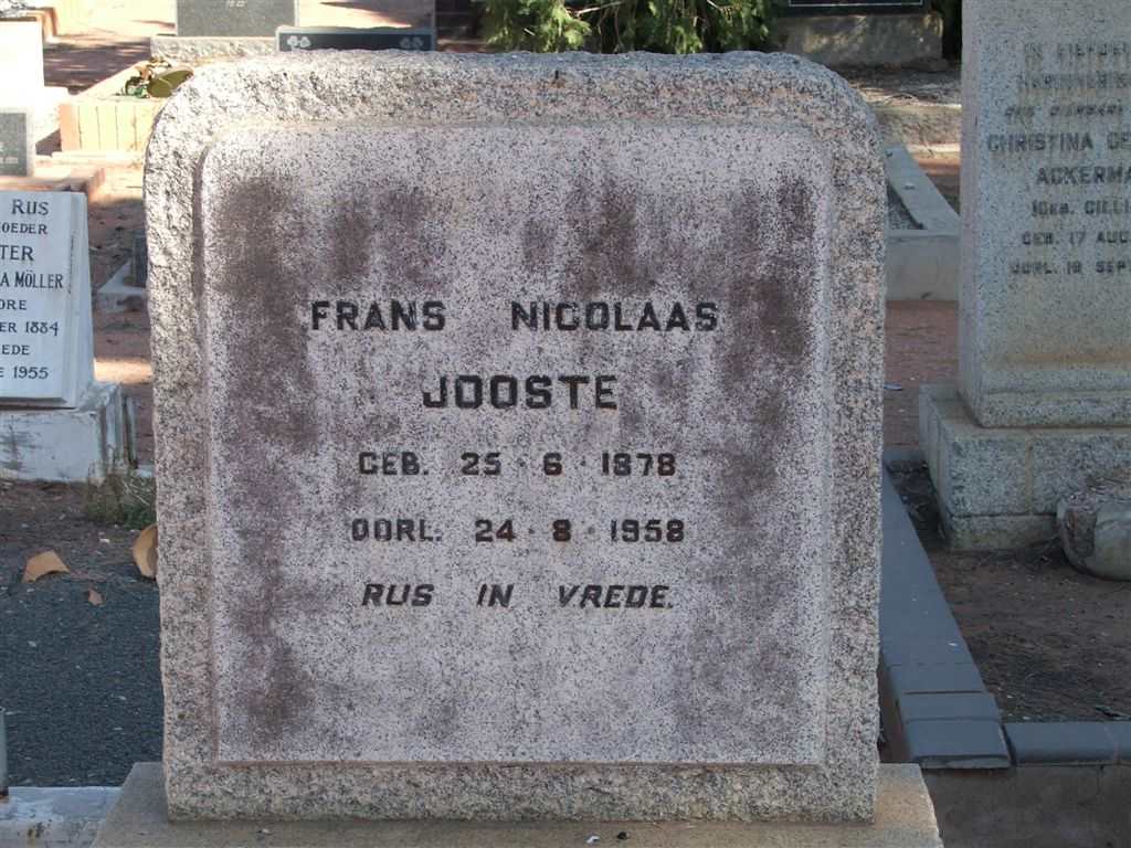 JOOSTE Frans Nicolaas 1878-1958
