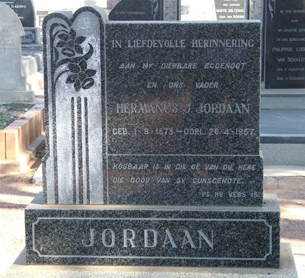 JORDAAN Hermanus J. 1873-1957