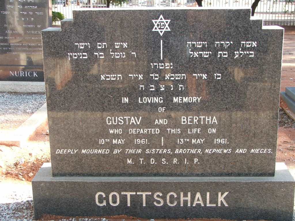 GOTTSCHALK Gustav -1961 &amp; Bertha -1961