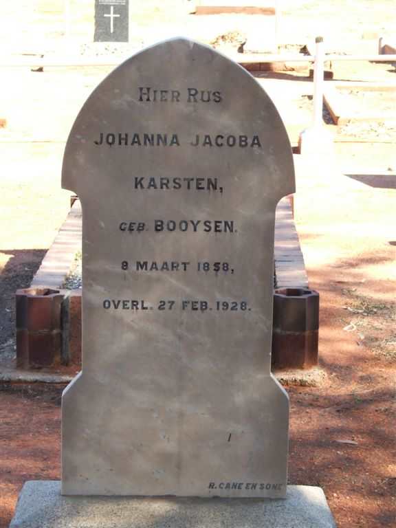 KARSTEN Johanna Jacoba nee BOOYSEN 1858-1928