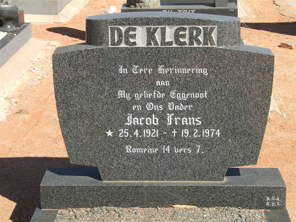 KLERK Jacob Frans, de 1921-1974