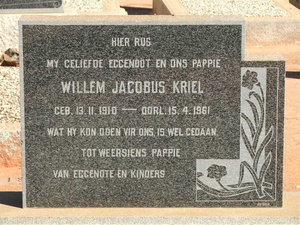 KRIEL Willem Jacobus 1910-1961