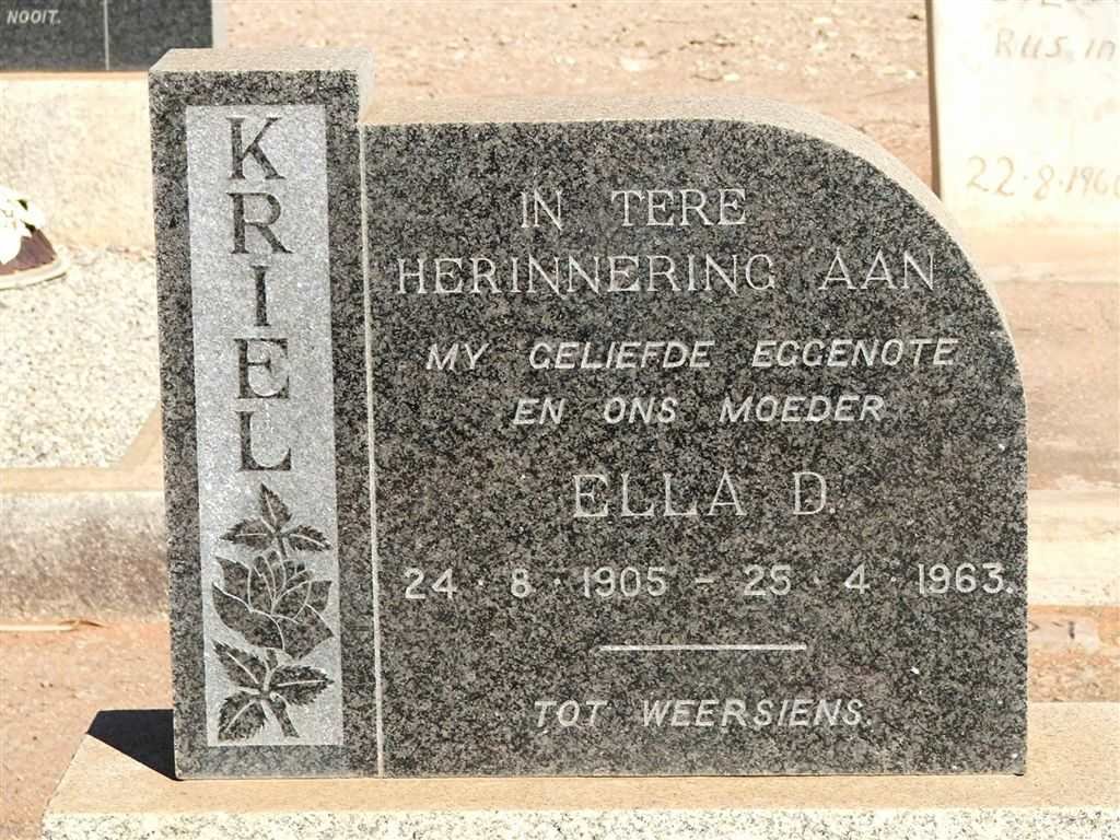 KRIEL Ella D. 1905-1963