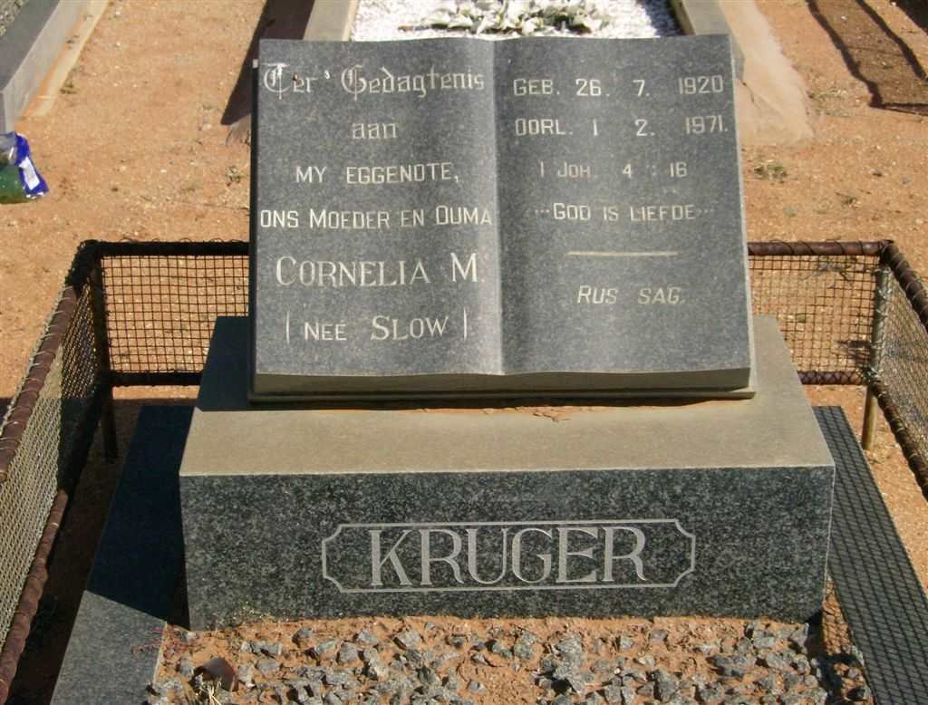 KRUGER Cornelia M. nee SLOW 1920-1971