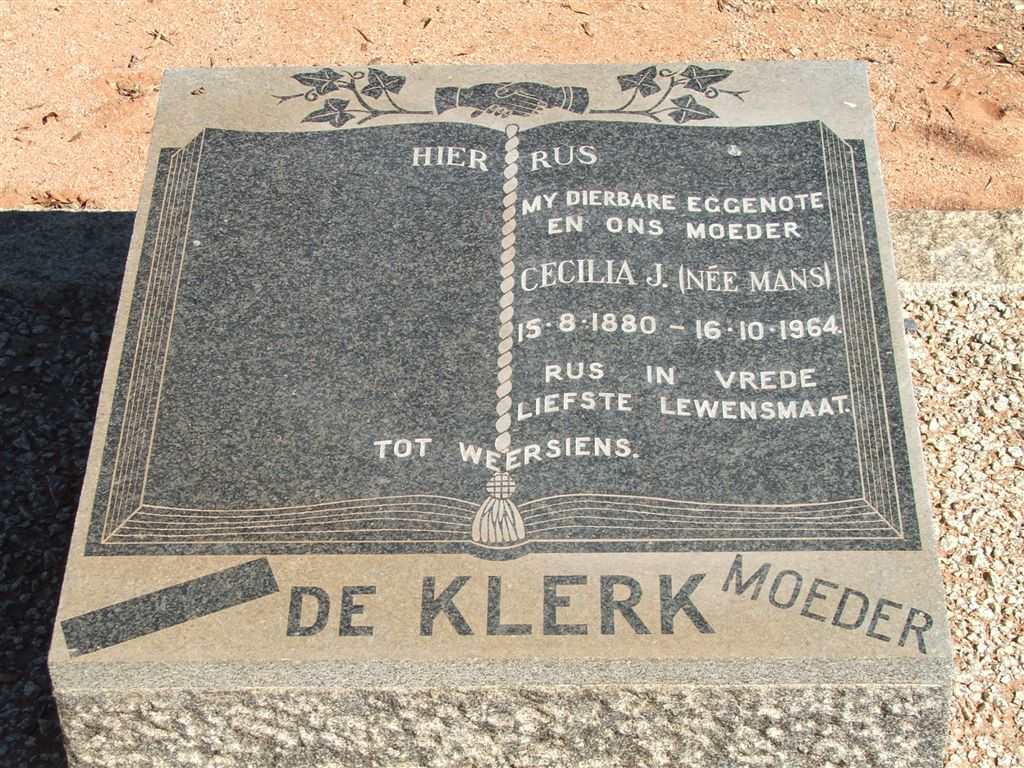 KLERK Cecilia J., de nee MANS 1880-1964