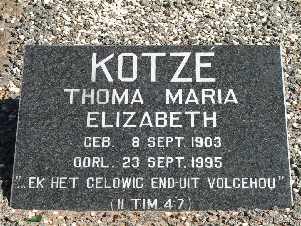 KOTZE Thoma Maria Elizabeth 1903-1995