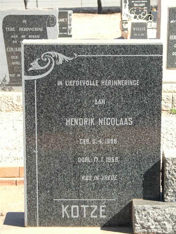 KOTZE Hendrik Nicolaas 1898-1959